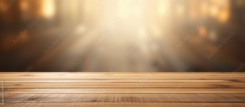 Poster A wooden background showcases a perspective view of an empty light plate with ample copy space for your design