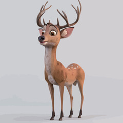 3d rendering of a reindeer character isolated on white background