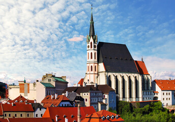 Czech republic - Cesky Krumlov city with church and castle