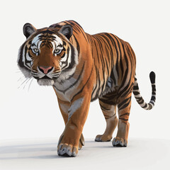 Tiger. Isolated on white background. 3D illustration.