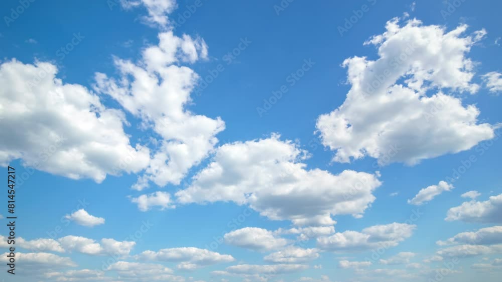 Wall mural beautiful blue sky with soft white clouds timelapse for abstract background