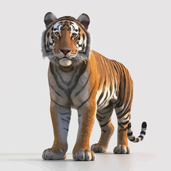 Tiger. Isolated on white background. 3D illustration.