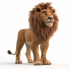 Obraz premium Lion. 3D illustration. Isolated on gray background.