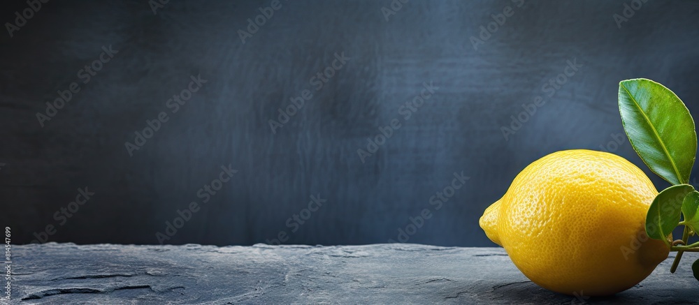 Aufkleber a copy space image of a fresh organic lemon resting on a rustic slate surface