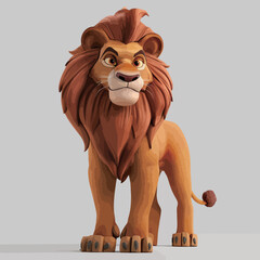 Lion. 3D illustration. Isolated on gray background.