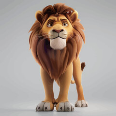 Lion. 3D illustration. Isolated on gray background.