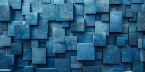 Blue 3D Blocks neatly organized to make a Futuristic abstract background.