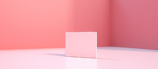 Pink background with a paper quiz card showing a prominent question mark leaving empty space for an image. with copy space image. Place for adding text or design