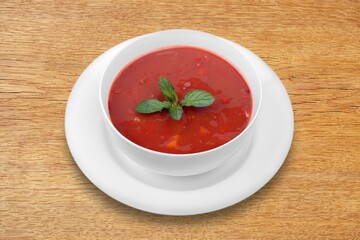 National dish tasty fresh soup in plate