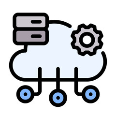 Cloud Icon With Line Flat Color Style