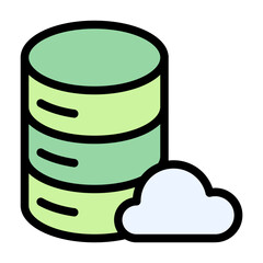 Database Icon With Line Flat Color Style