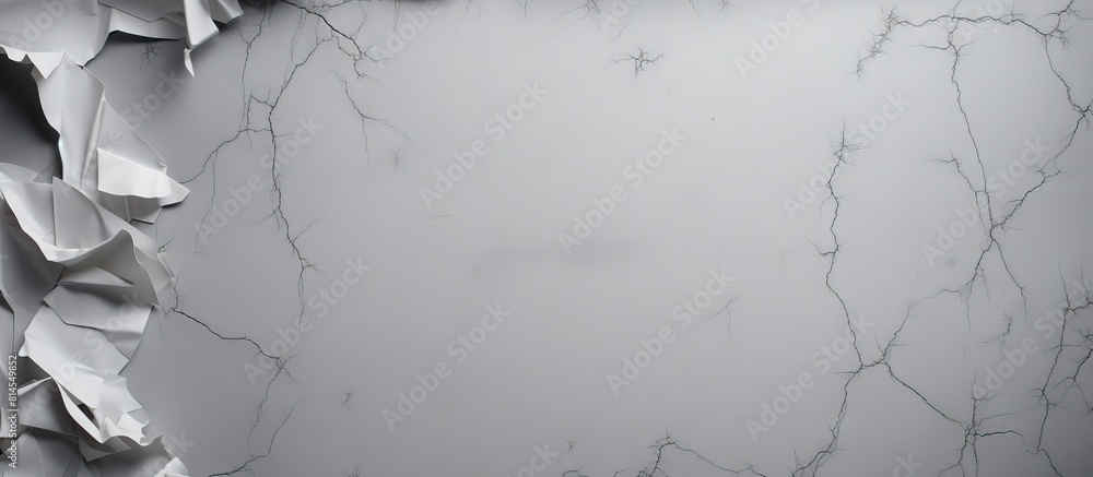 Aufkleber a torn paper on a gray background with a clipping path is shown in the copy space image