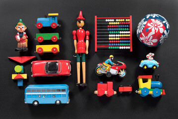 Colorful collection of cute vintage toys