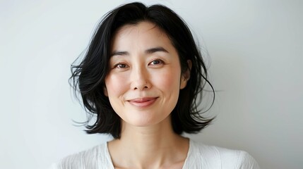 部屋で微笑む中年女性　美容イメージ　AI