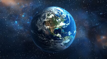 Obraz premium 3D illustration of a satellite view of the world focused 