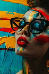 A powerful image of a woman with bold artistic makeup