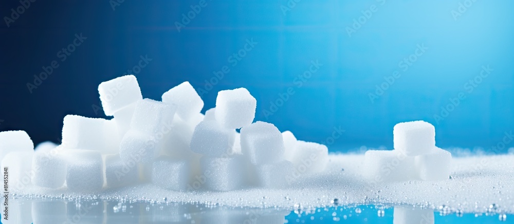 Poster blue background with sugar providing ample copy space image