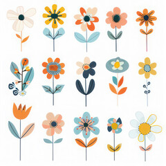 Set includes various flowers with diverse Petal, Symmetry, and Pattern designs