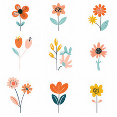 Set includes various flowers with diverse Petal, Symmetry, and Pattern designs