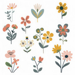 Set includes various flowers with diverse Petal, Symmetry, and Pattern designs
