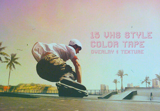 A Set Of 15 VHS Tape Texture Overlays