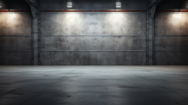 Concrete floor and a closed door for product display or an industrial background