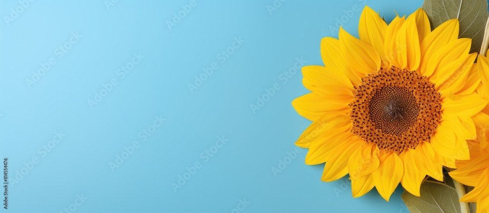 Poster colorful background with a stunning sunflower and card providing ample copy space for your image