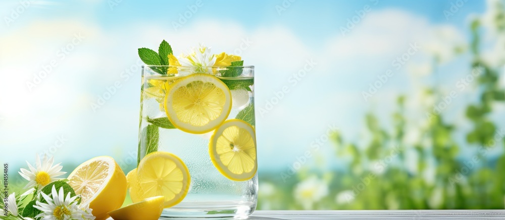 Aufkleber refreshing homemade lemonade made from natural fruits captured in a copy space image