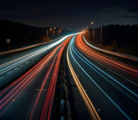 Fototapeta na wymiar highway street in night time, motion blur