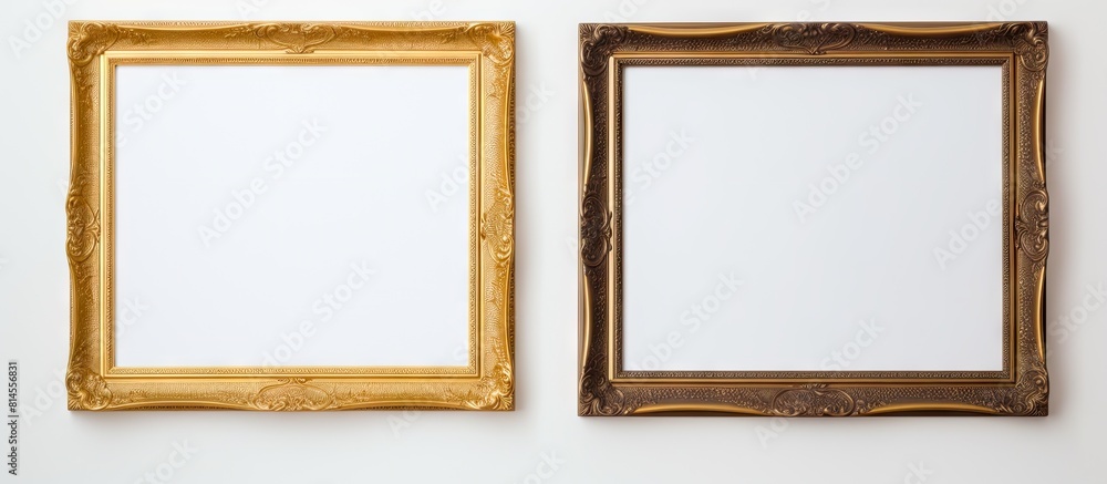 Aufkleber A copy space image of an empty frame is displayed against a white wall background