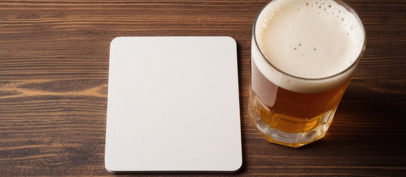 A top down view of a stack of blank white beer coasters on a textured background creating a mockup Isolated image of a clear can mat design mockup Displaying a square cup rug Copy space image