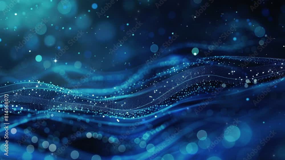 Wall mural digital technology background. futuristic technology wave background. blue background with glowing p