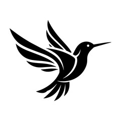 black and white humming bird vector