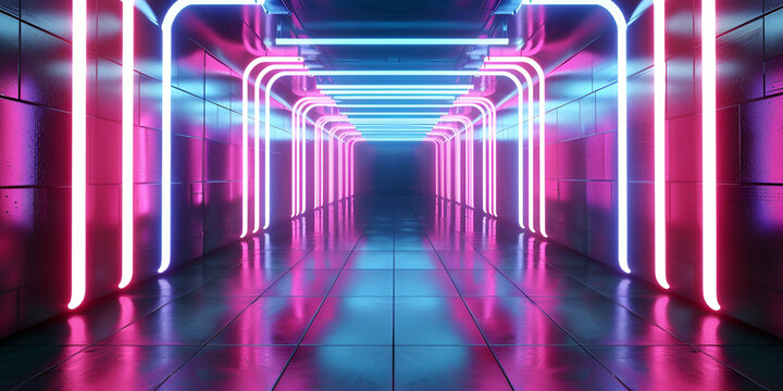 Illustration of Abstract Neon Wallpaper design for Backround pattern with digital Waves
