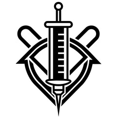 medical syringe logo illustration