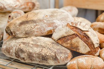 Homemade Italian bread close-up on the table
