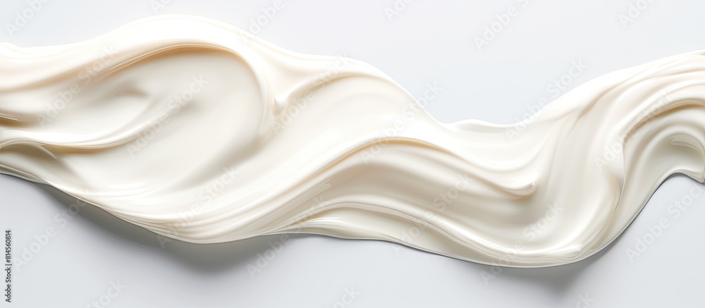 Poster a white background with a copy space image featuring cream that has been spread or smeared