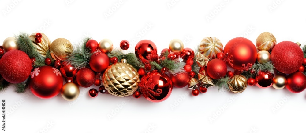 Poster a christmas decoration border design is shown isolated on a white background providing ample copy sp
