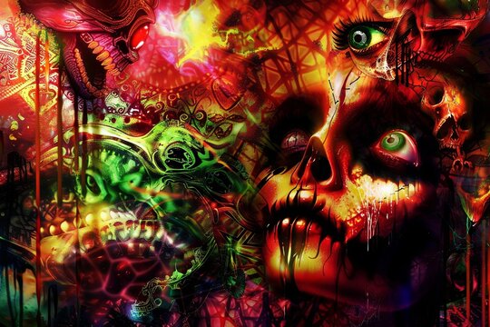 Magic macumba vodoo sorcer abstract illustration