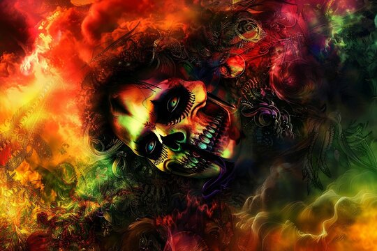Magic macumba vodoo sorcer abstract illustration
