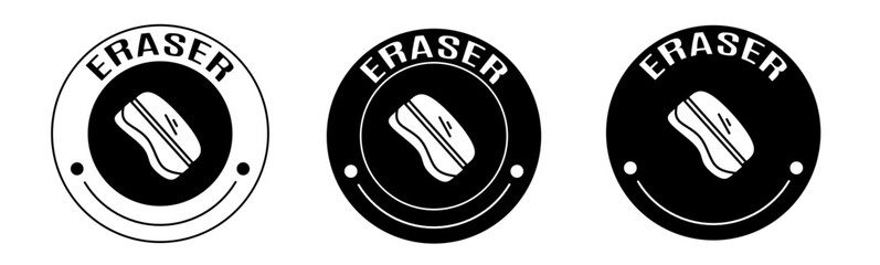 Black and white illustration of eraser icon in flat. Stock vector.