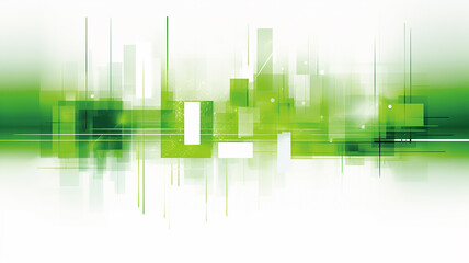 Abstract green city in graphic grunge style on a white background, ecological development of the city and business