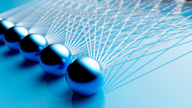 AI neural network layer nodes, conceptual illustration