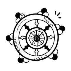 Here is a doodle icon showing dharmachakra wheel 