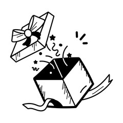 Premium doodle style icon of surprise box 