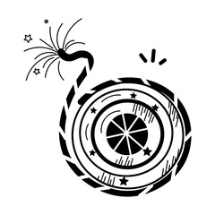Eye catchy doodle icon of spiral firework 