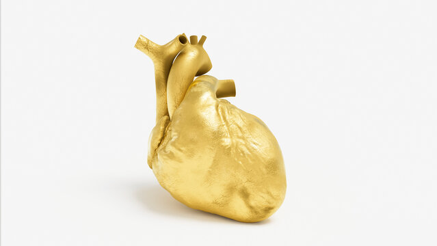 Gold heart, conceptual illustration