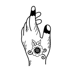 An eye catchy doodle icon of henna hand 