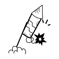A customizable doodle icon of diwali rocket 
