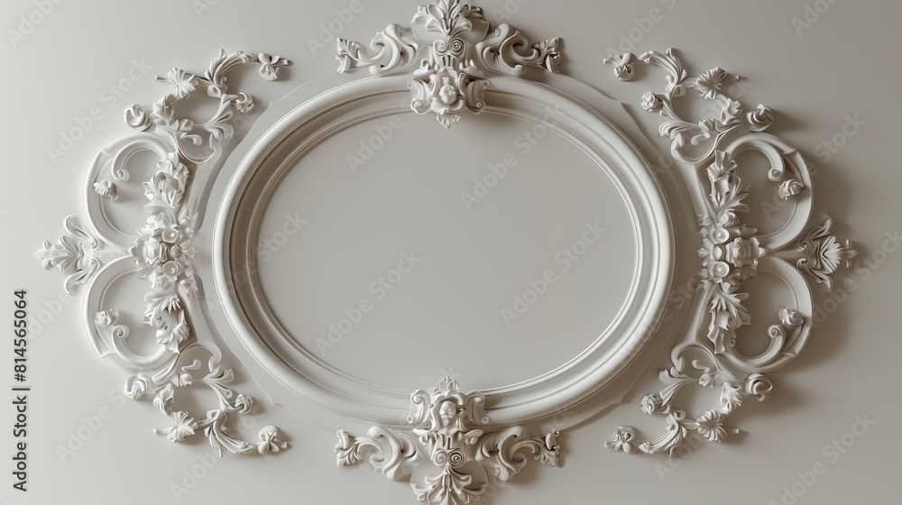 Poster an elegant oval frame with a blank space in the center surrounded by an elegant pattern.